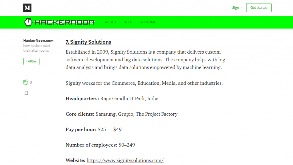Hackernoon - Signity Solutions