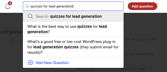 Keyword search on Quora