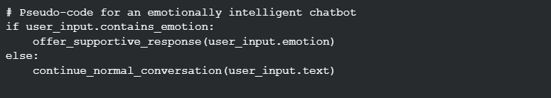 Pseudo-code for an emotionally intelligent chatbot