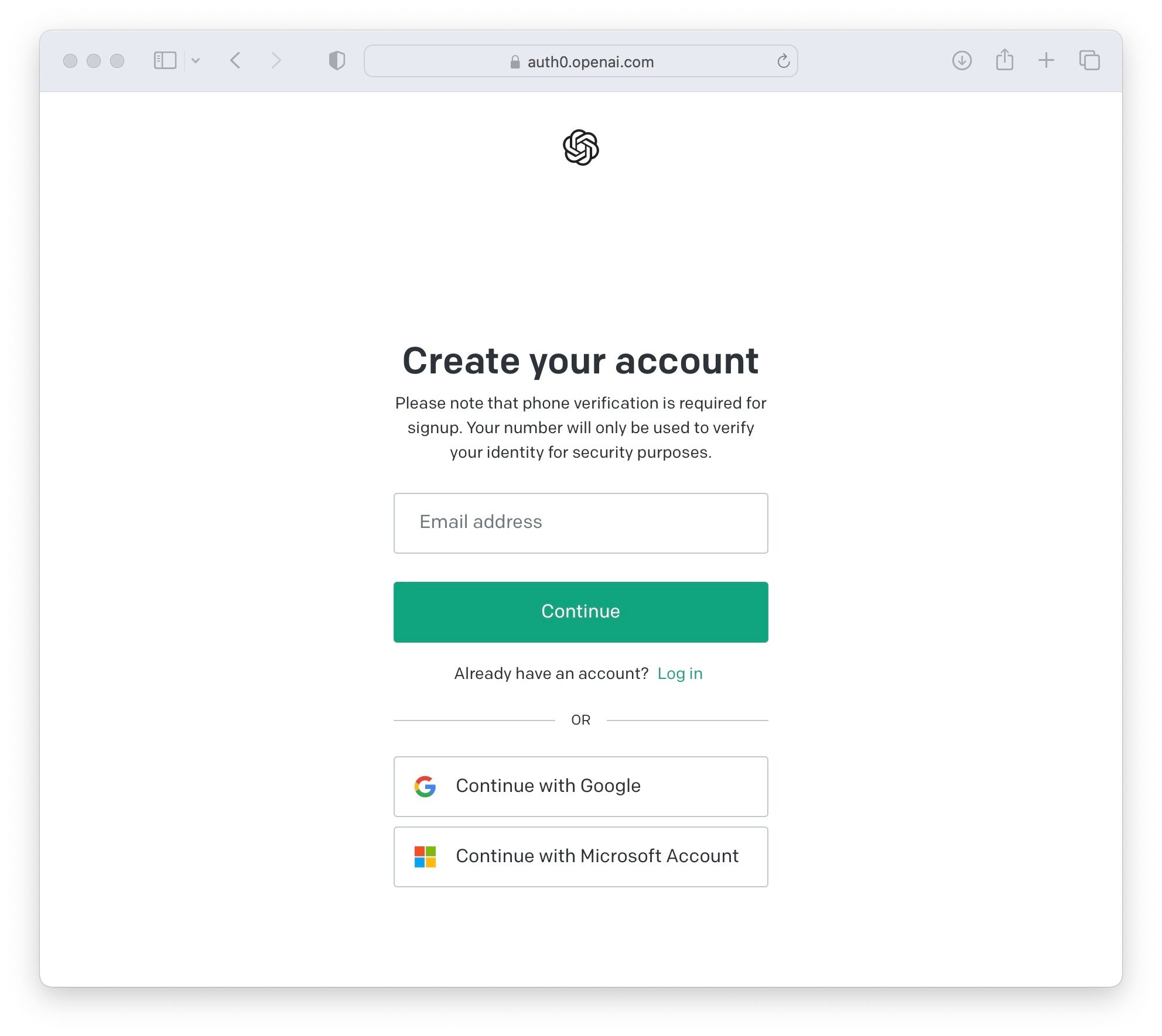 create a account