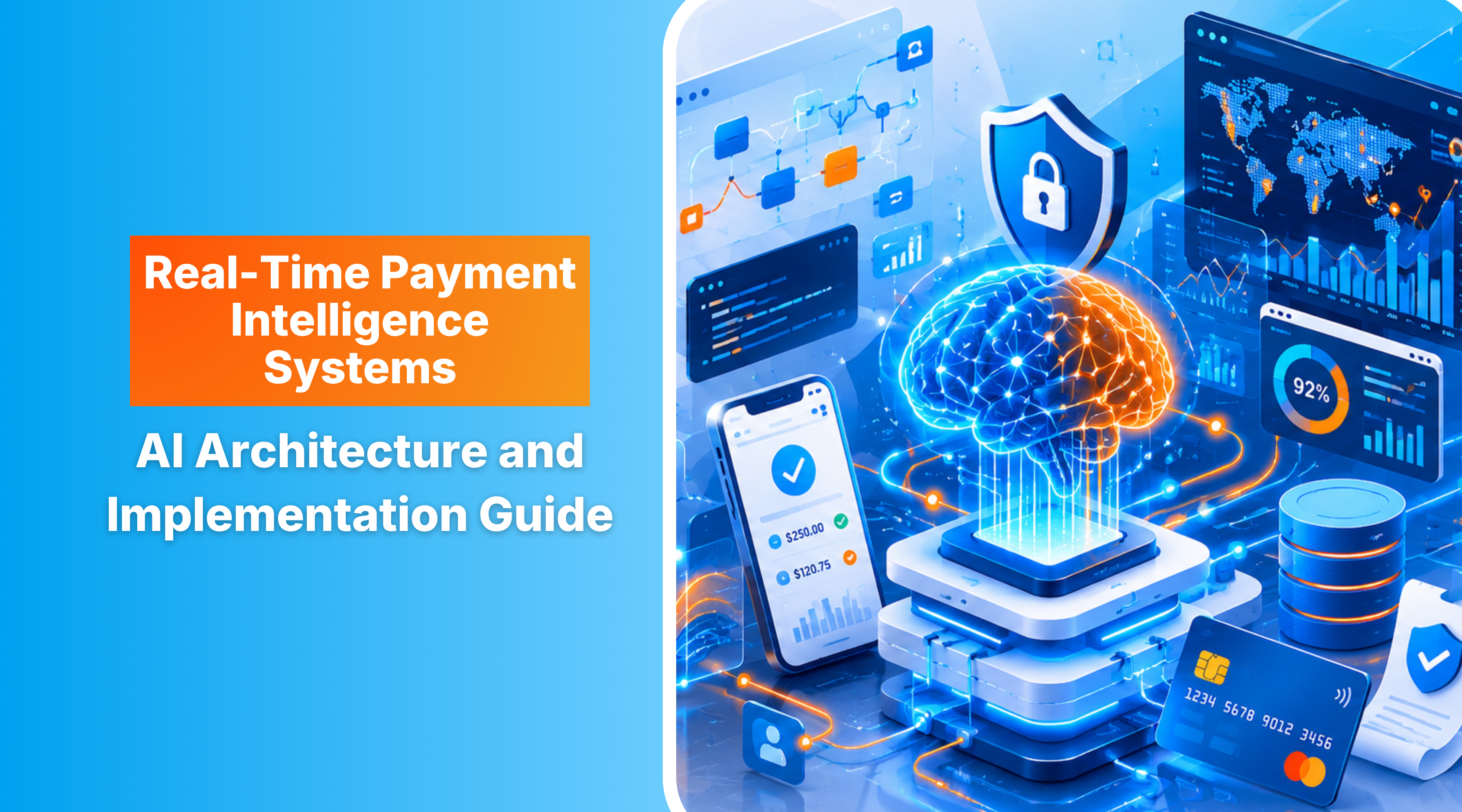 Architecture diagram for an AI payment intelligence system. The diagram includes labeled panels for 