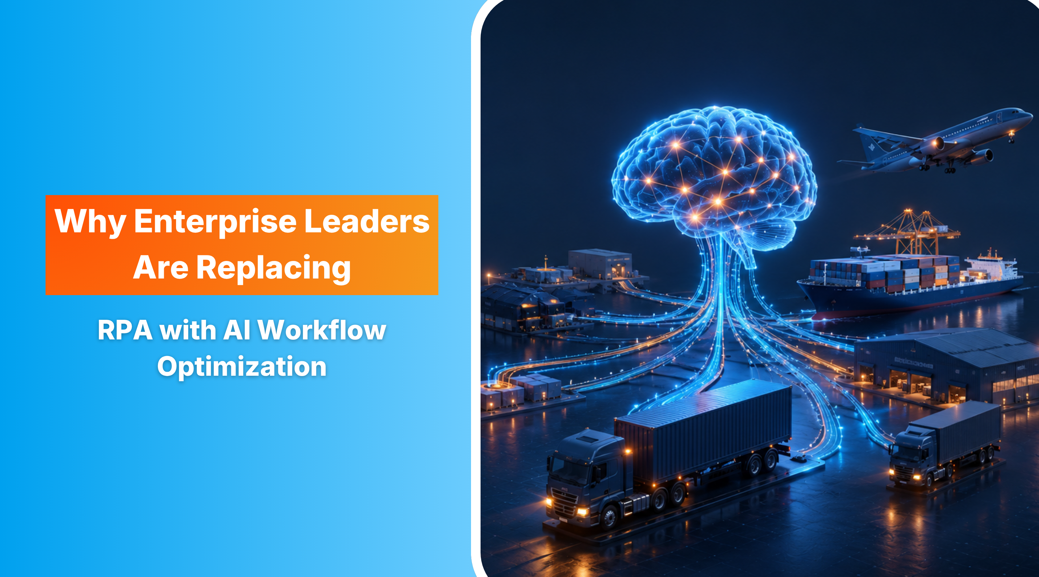 AI workflow optimization replacing RPA with intelligent enterprise automation across trucks, warehouses, cargo ships, and logistics networks 
