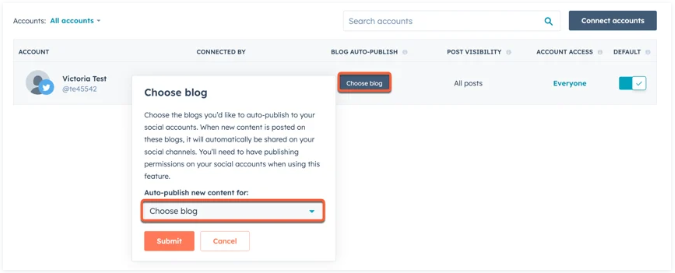 choose blog for blog auto publish